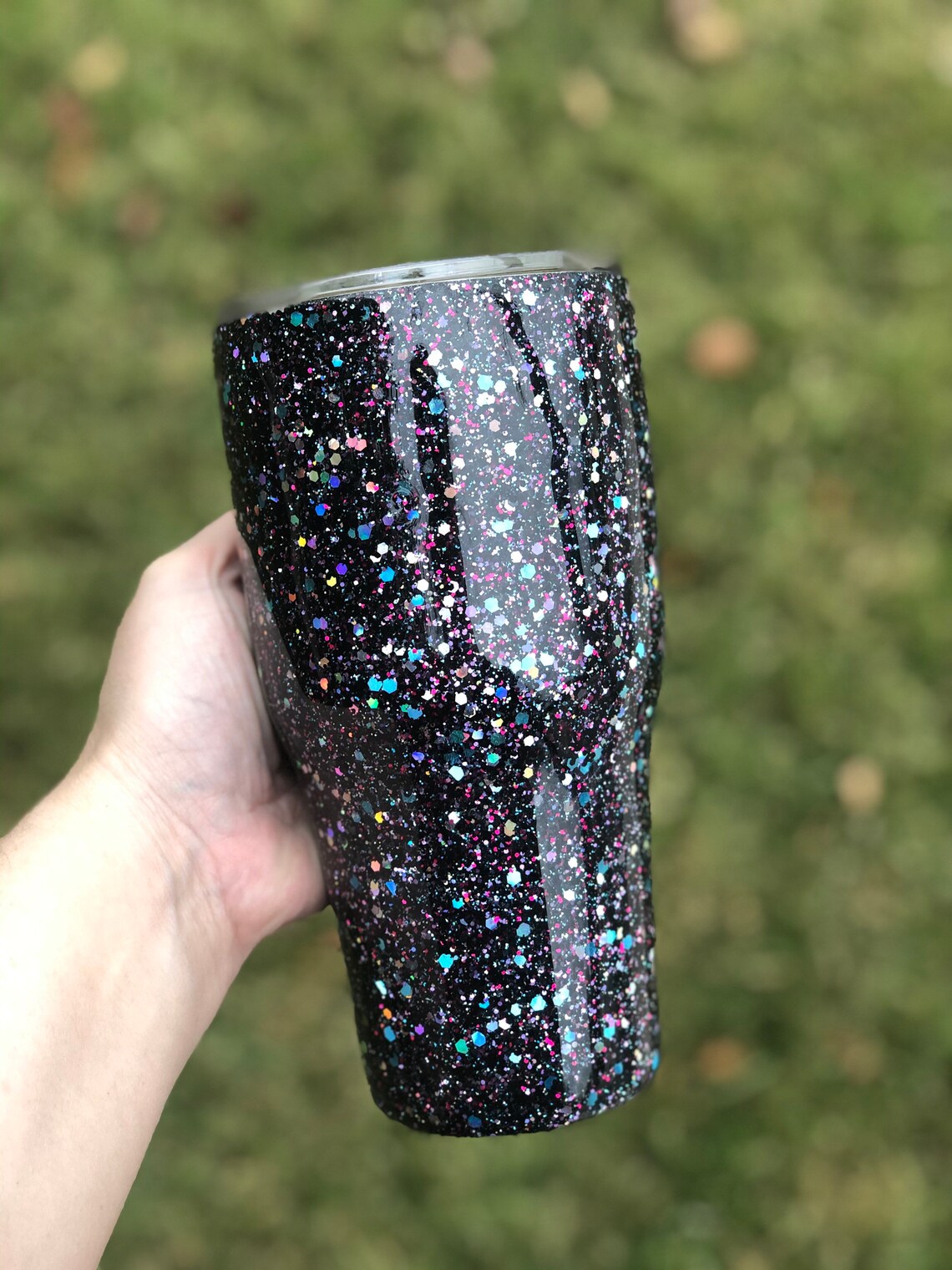Glitter Tumbler Black Glitter Tumbler Personalized Tumbler Etsy