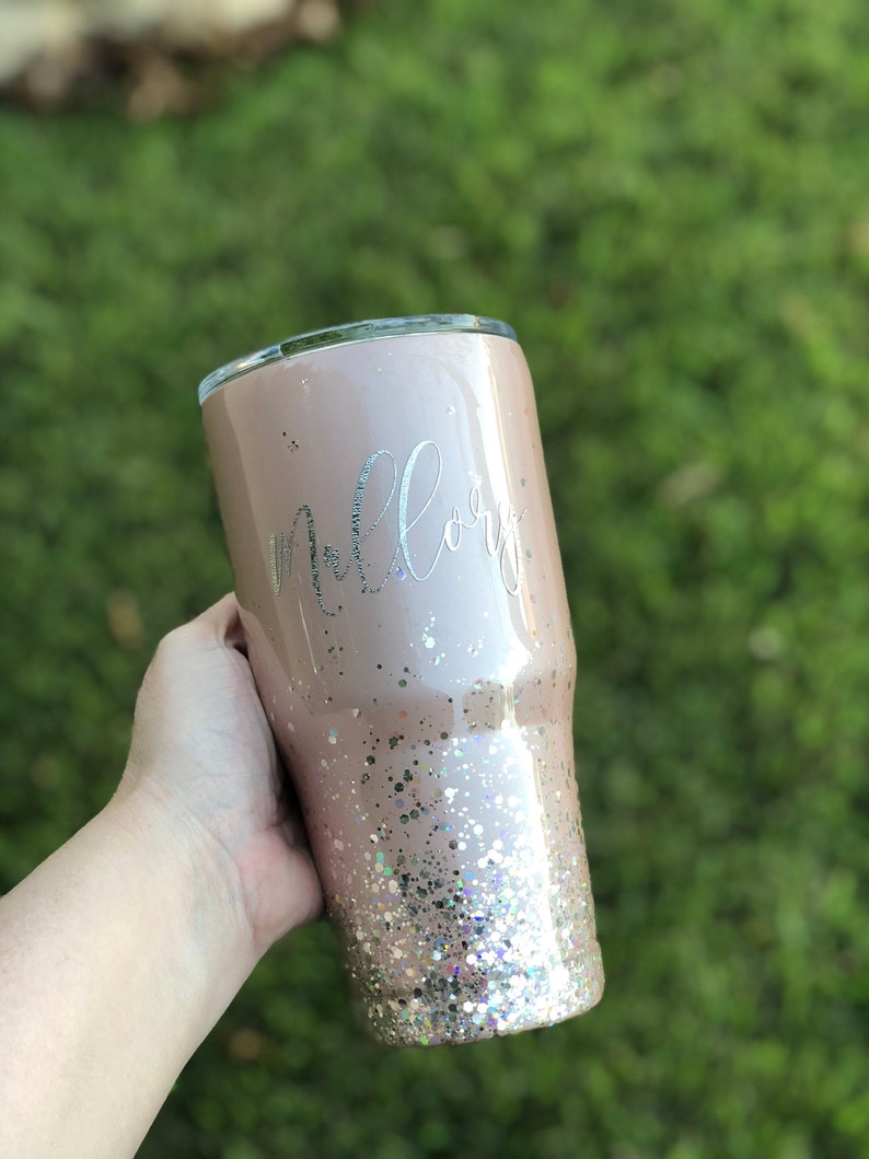 Rose Gold Glitter Tumbler Rose Gold YETI Personalized Etsy
