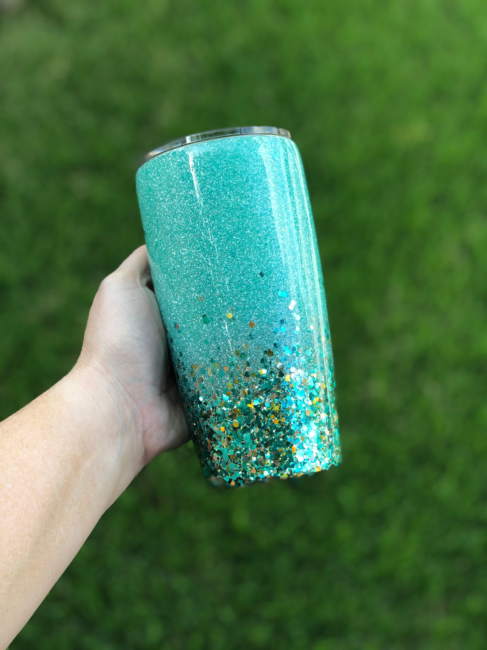 Mint Green Glitter Tumbler Mint Gold Ombre Glitter Tumbler Etsy