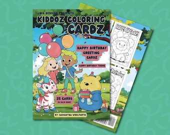 Happy Birthday Coloring Book for Kids (25 Birthday Cards Included)
