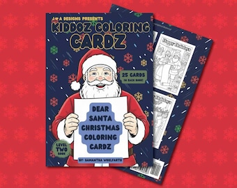 Dear Santa Christmas Coloring Book for Kids, Level 2 (25 Cards Included)