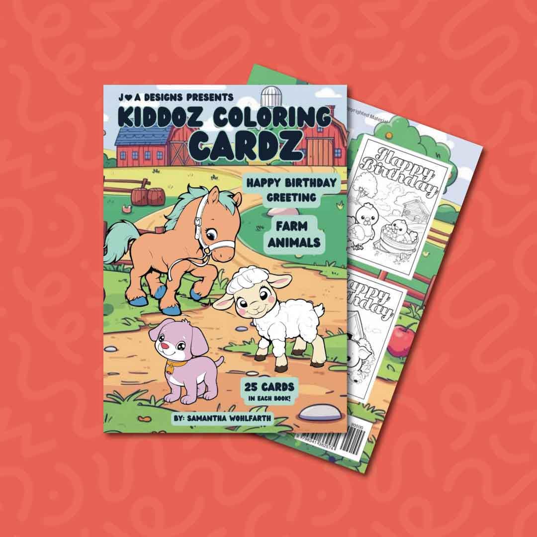 Farm Animals Coloring Book for Kids (25 Birthday Cards Included) - Etsy