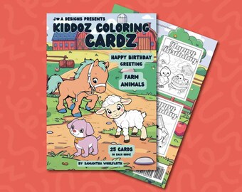 Farm Animals Coloring Book for Kids (25 Birthday Cards Included)