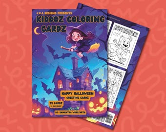 Happy Halloween Coloring Cards for Kids (25 Page Coloring Book)