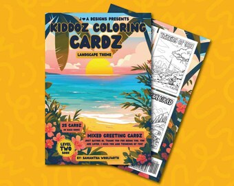 Landscape Scene Kids Coloring Book (25 Mixed Greeting Cards Included)