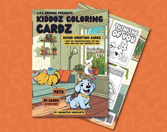 Pets Coloring Book for Kids (25 Mixed Greeting Cards Included)