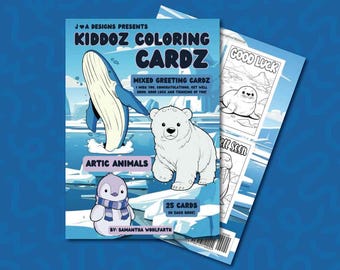 Artic Animals Kids Coloring Book (25 Mixed Greeting Cards Included)