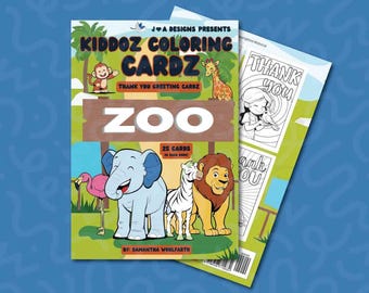 Zoo Animals Coloring Book for Kids (25 Thank You Cards Included)