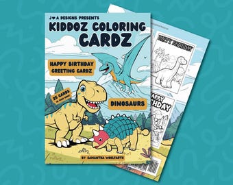 Dinosaurs Coloring Book for Kids (25 Birthday Cards Included)