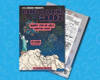 Happy 4th of July Coloring Cards for Kids (25 Page Coloring Book)