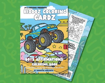 Boys Affirmations Coloring Book for Kids (25 Cards Included)