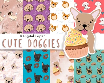 DOG Digital Paper, Digital Paper Pack, Seamless Backgrounds, Dog lovers, Dog Pattern, Scrapbook Paper