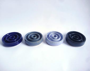 Porte savon cercles concentriques nuances de bleus (premier à droite) - Céramique