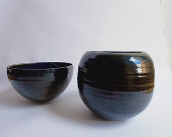 Vase boule noir brillant - Céramique
