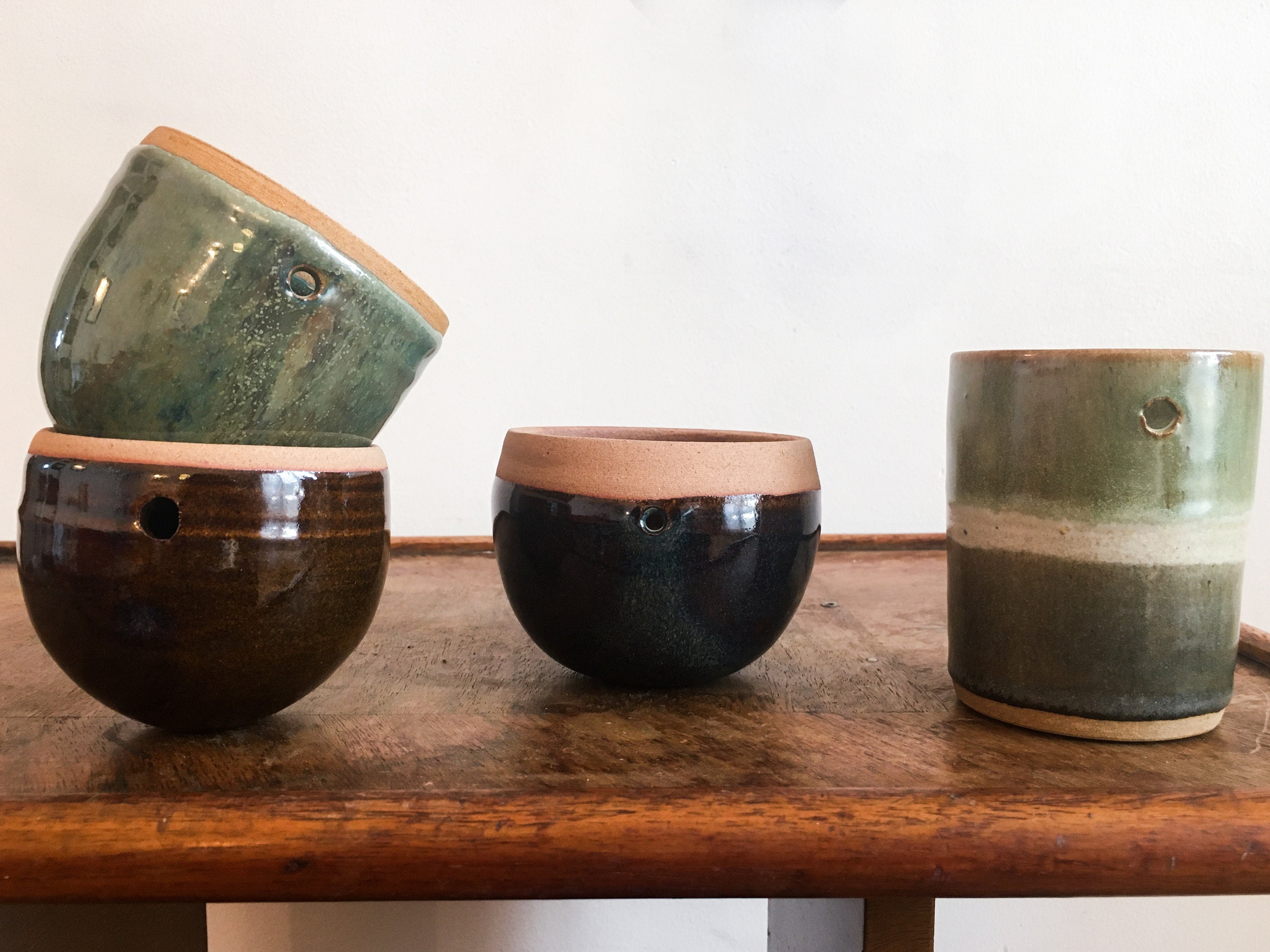 Planteur à Suspendre Teinte Boisée | en Bas Gauche - Céramique