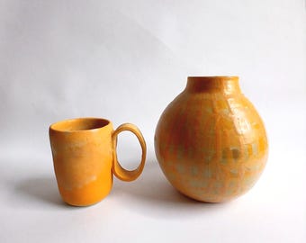 Vase boule orange - Céramique