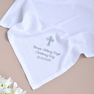 Christening Personalised Waffle Baptism Baby Blanket | Personalised Baby Gifts | Personalised Baptism Gifts