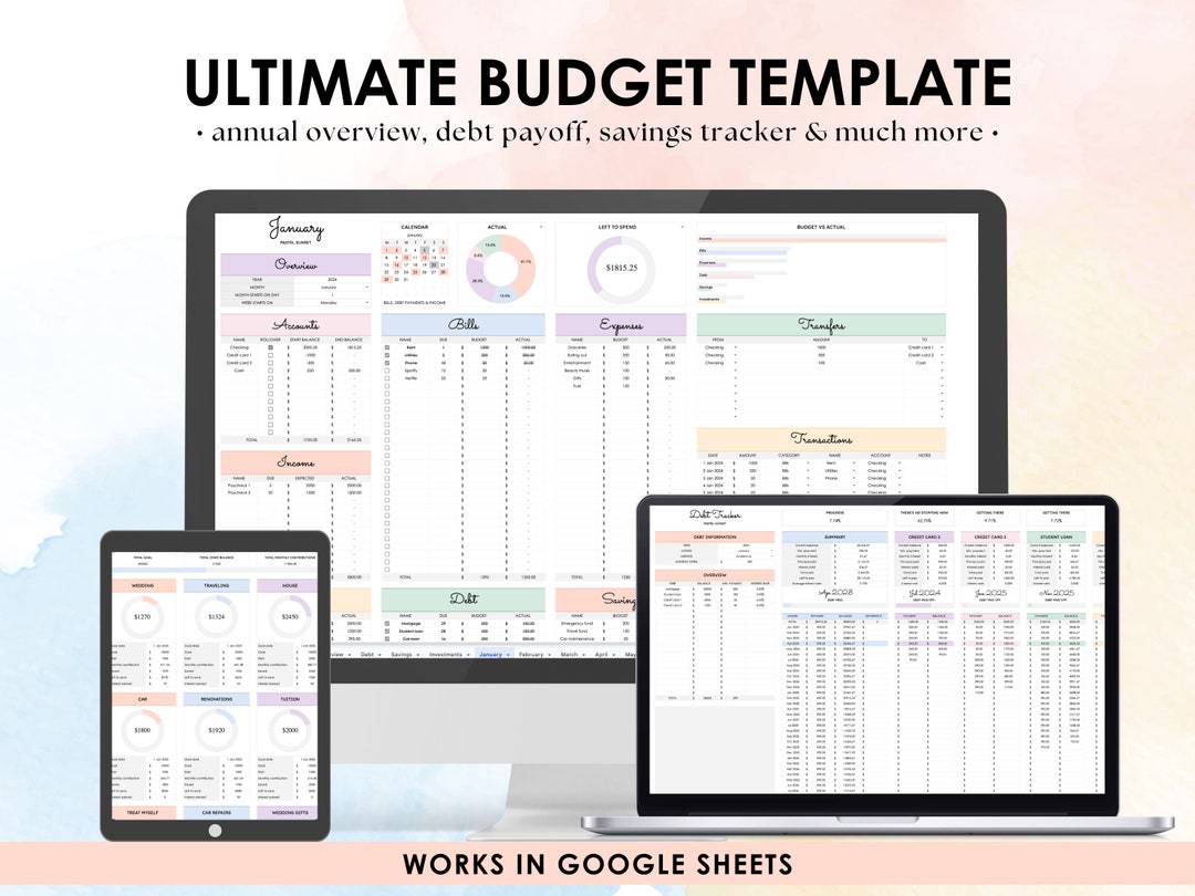 Budget Spreadsheet Google Sheets Budget Planner Monthly Budget Template ...