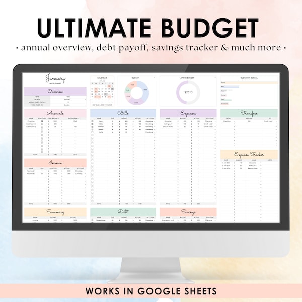 Ultimate Budget Spreadsheet Template for Google Sheets | Budget Planner