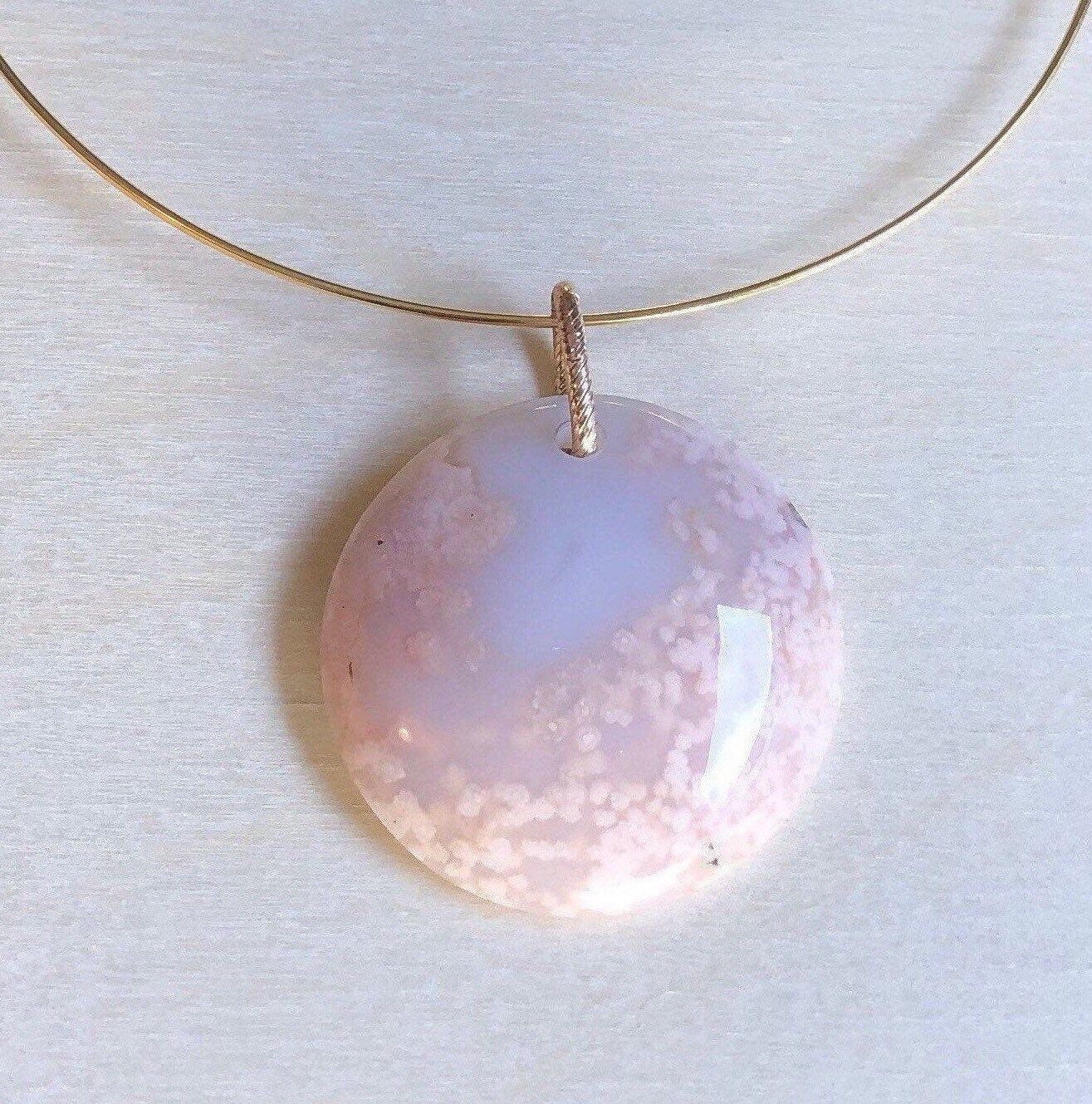 Cherry blossom flower Agate pendant pink necklace gold choker Etsy