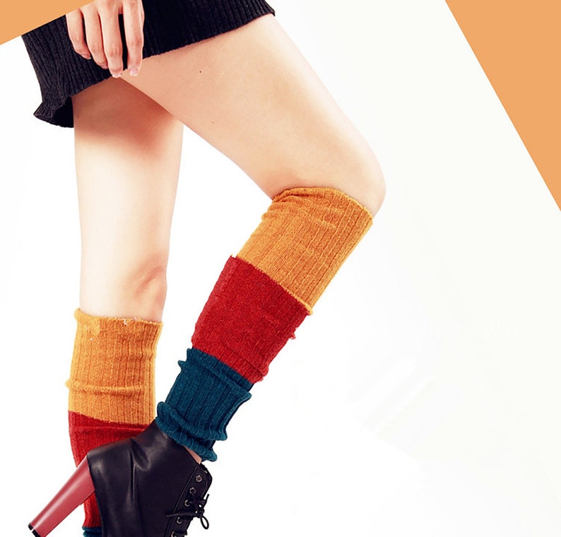 Boot Cuffs Winter Accessories Stitching Warm Socks Warm Gifts For Women Leg Warmers Over the Knee Socks Hand Knitted Wool Leg Warmers