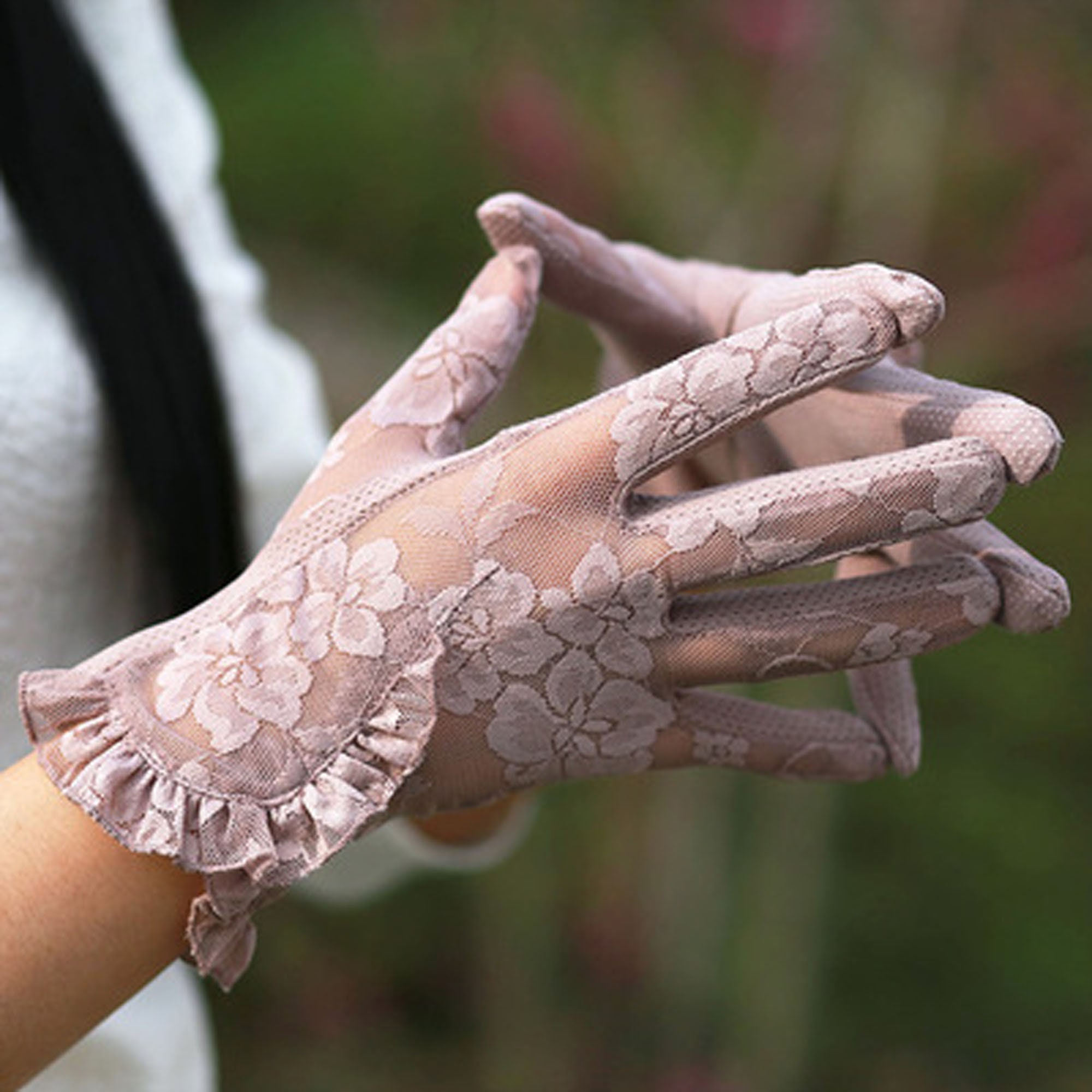 Ruffled Lace Gloves Embroidered Lace Short Gloves Summer Etsy