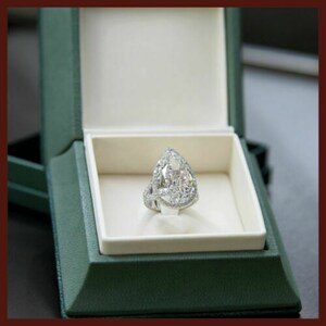 2.89Ct Pear Moreover Round Cut White Diamond Wedding Engagement Ravishing Rings, Halo Engagement Rings, Rings For Her, Valentine Gift, Rings