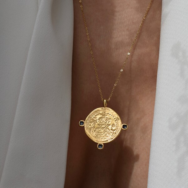 Coin Necklace Vintage,Medallion Necklace,Roman Pendant Necklace,Disc Pendant Necklace,Coin Necklace Vintage,Stainless Steel Necklaces,