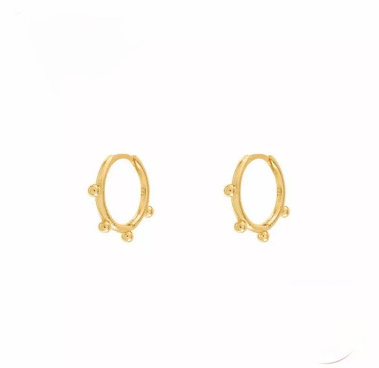 Bead Hoop Earrings GoldDainty Bead Hoop EarringsDainty Gold | Etsy