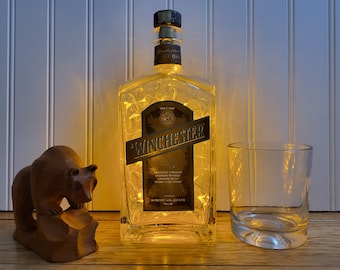 Lámpara de botella de bourbon Winchester, luz LED decorativa, para bar.