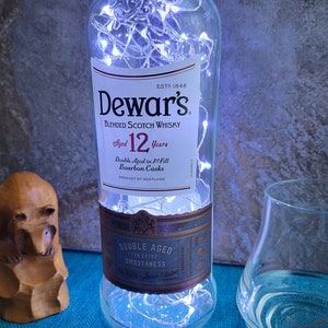 DEWARS 12 Scotch Whisky Lamp - Choose Your Light Color - Dewar&#39;s Whisky Bottle LED Lamp