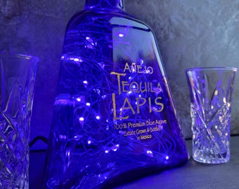 Lámpara LED para botella de tequila lapislázuli de 750 ml - Botella añeja