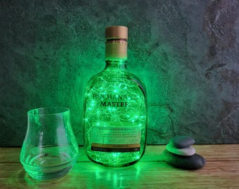 Lámpara de botella de whisky escocés Buchanan's – Decoración LED para bar