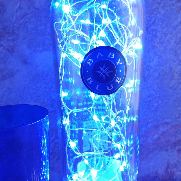 BABY BLUE Sauvignon Blanc LED Lamp - Choose You Light Color - Wine Bottle Fairy Lights Lamp