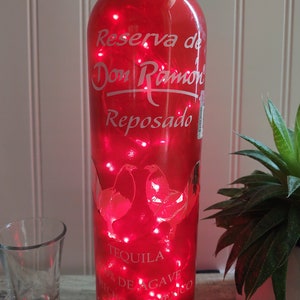 TEQUILA Bottle LED Light -Don Ramon Tequila LED Lamp - Red Bottle Red Lights 02