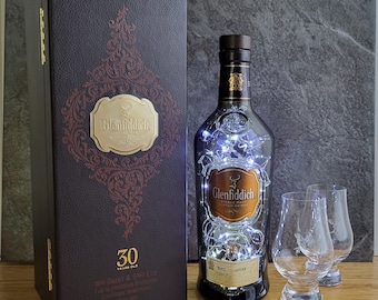 Lámpara de botella Glenfiddich de 30 LED - Decoración de whisky con control remoto