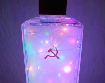 Hammer & Sickle Vodka Bottle Lamp – Upcycled LED Light