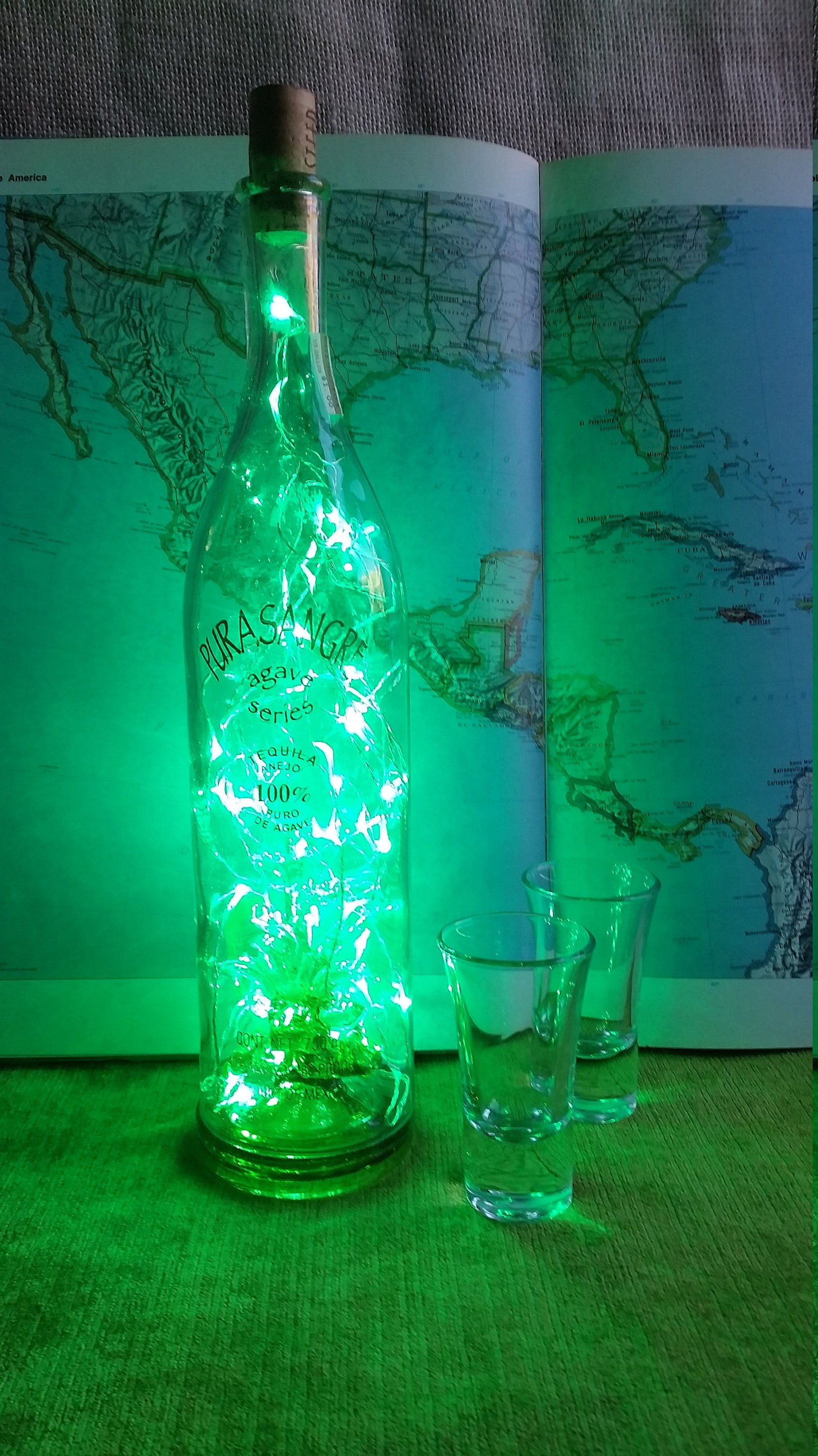 TEQUILA Bottle LED Light Blown Glass Agave Tequila LED Etsy