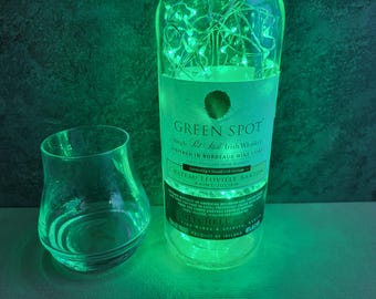 Lámpara con forma de botella de whisky Green Spot – Decoración para bares irlandeses, luces LED