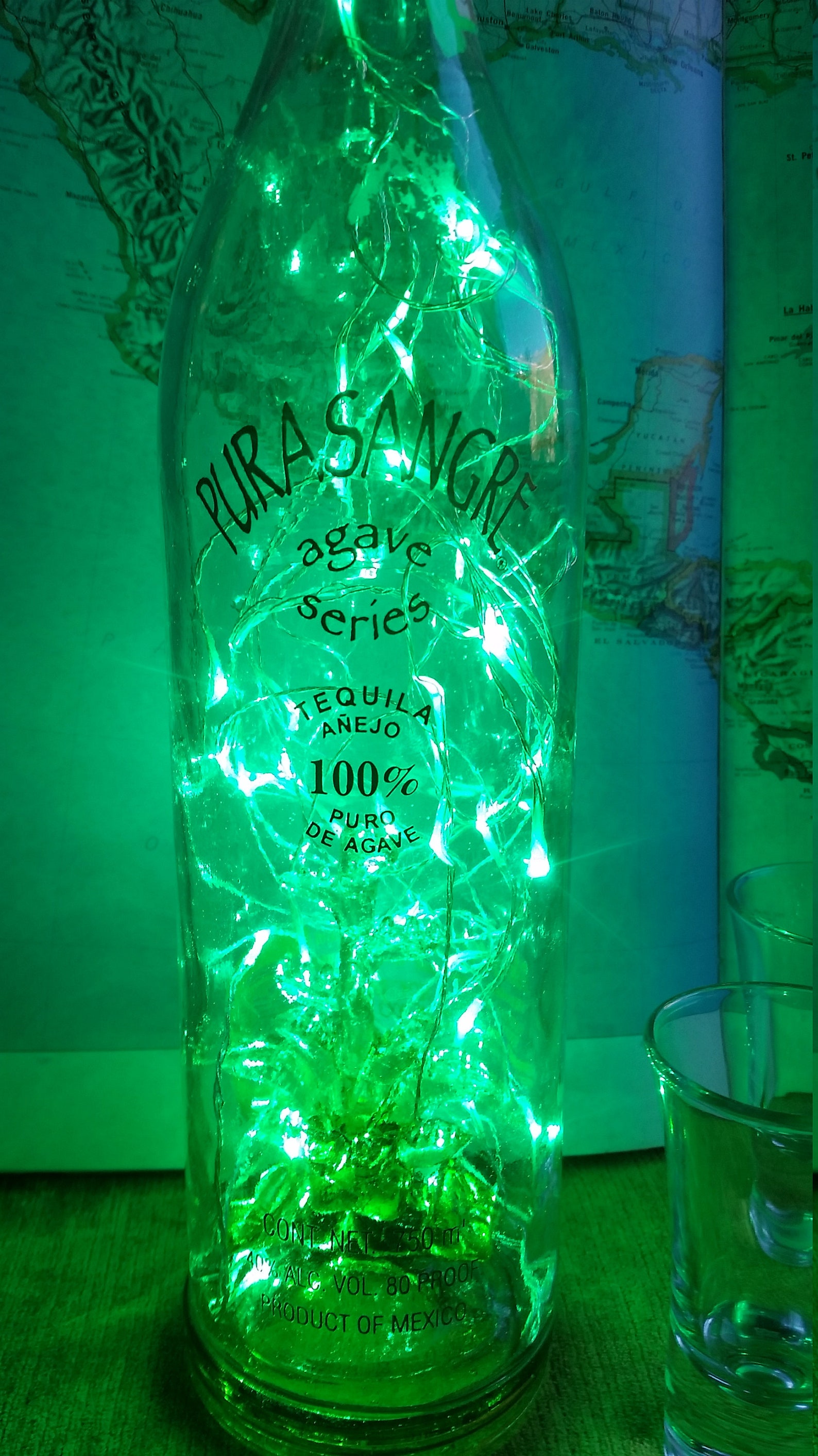 TEQUILA Bottle LED Light Blown Glass Agave Tequila LED Etsy