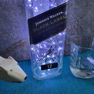 JOHNNIE WALKER Black Label 12 Scotch Whisky Lamp - Choose Light Color - Johnnie Walker Whisky Bottle LED Lamp