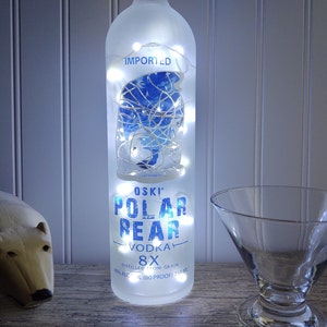 750 ml POLAR BEAR Vodka Bottle LED Light - Choose Light Color - Vodka Lamp