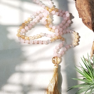 Smoky Quartz Crystal Knotted 108 Mala - 8mm Smoky Quartz Crystal Knotted 108 Mala - 8mm