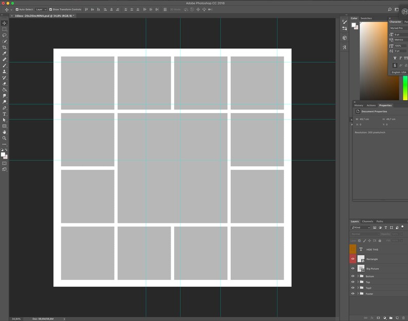 Empty Box Grid Layout White Box Grid Photoshop Template: 13-box Collage (digital Download) - Etsy