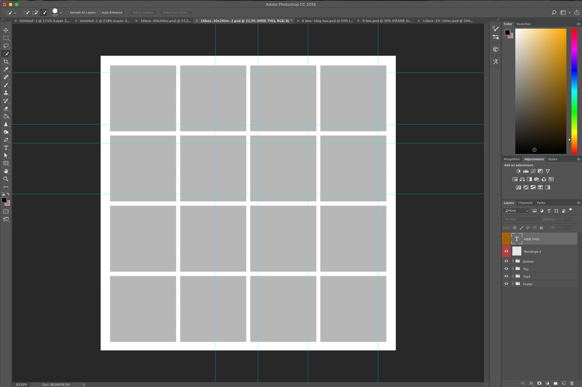 White Grid Box Photography Photoshop Template (digital Download) - Etsy