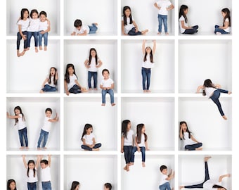 White Box Photography Template: 16 Grid Photoshop Overlay (Digital Download)