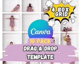 Canva 4-Box Grid Templates: Drag & Drop Photo Collage (Digital Download)