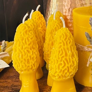 Pure Beeswax Morel Mushroom-Shaped Candle