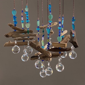 Driftwood CRYSTAL Sun catcher, SEAGLASS, Garden Art, Window Decor, Coastal Art, beach house decor, hostess gift
