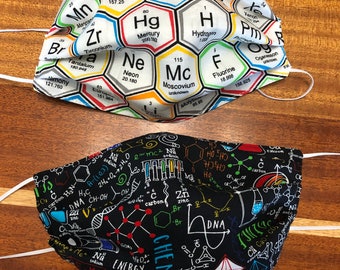 Science Face Mask, Chemistry, Lab, Teacher, Xmas Gift, Double Cotton Material, , Reusable, Stockings Stuffer, Breathable, Easy, Science nerd